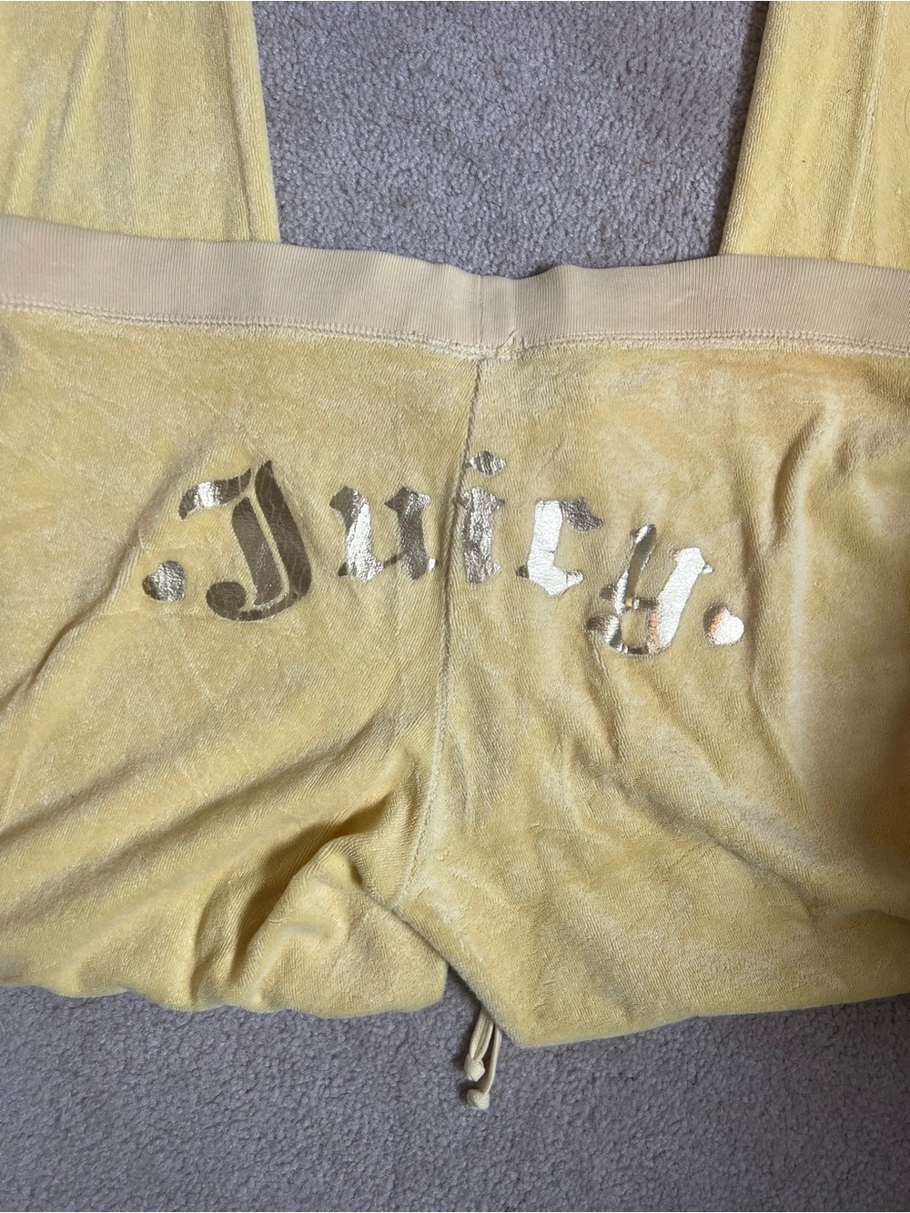Juicy Couture Yellow Velour Bottoms with Gold Logo